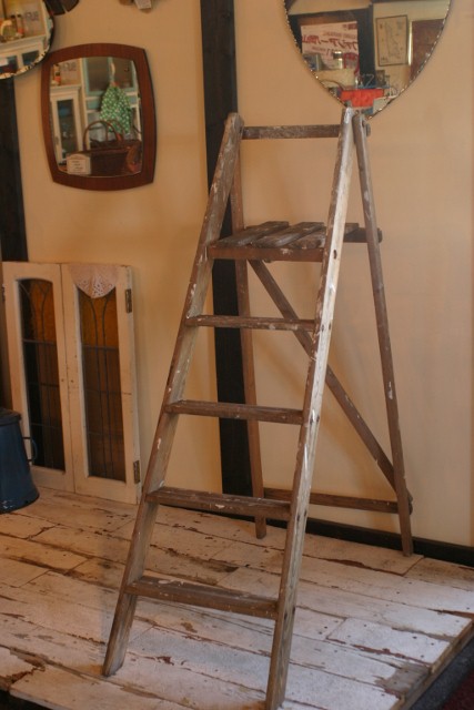 画像: イギリス製アンティークラダー,脚立,ハシゴ