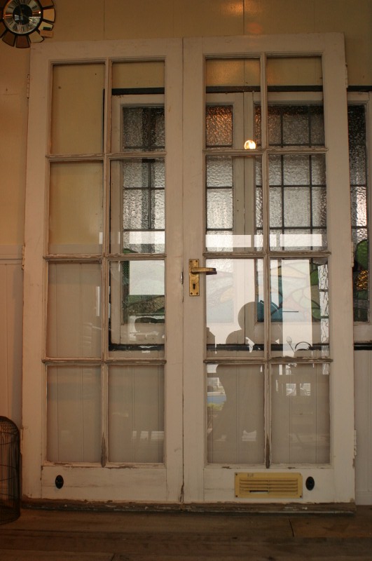 画像: イギリス、アンティーク木製ペアドア、2枚扉