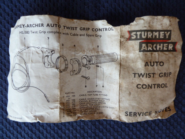 画像: Sturmey　Archer （スターメーアーチャー）auto twist grip control　ＭＡＤＥ IＮ ENGLAND (NOS)取説付