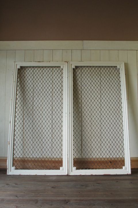 画像: イギリス、アンティーク木製フレーム、窓枠（2枚1組）
